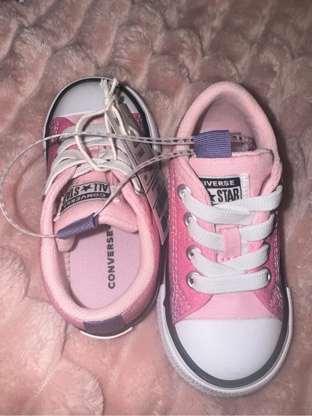 Converse Kids Pink and Purple Low Top Sneakers